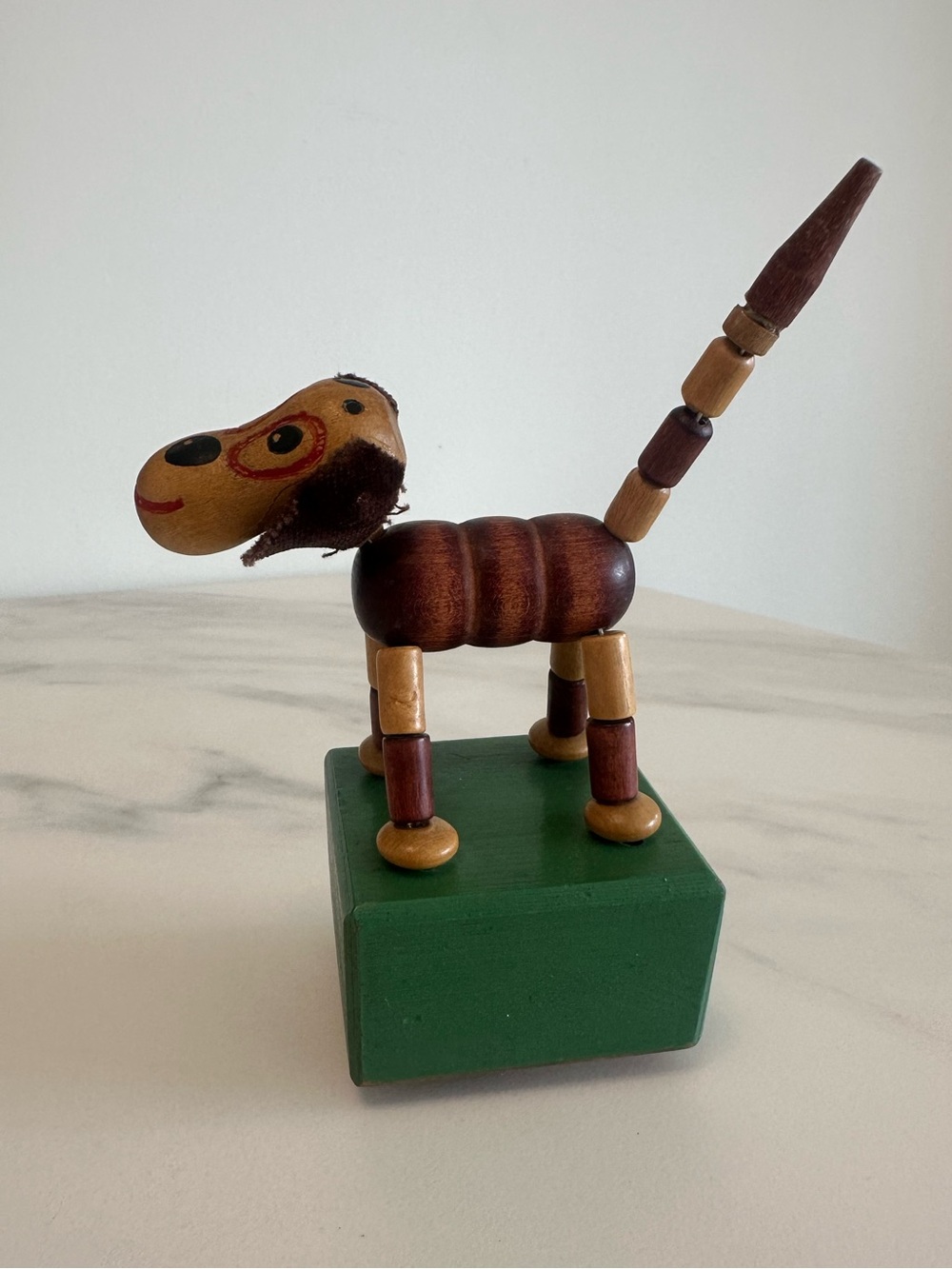 Vintage Articulated Wooden 1940’s Kohner “Happy” The Wonder Dog Push Toy